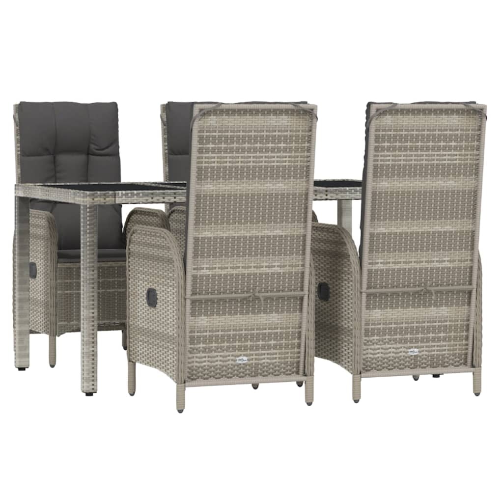 Set da Pranzo da Giardino 5 pz con Cuscini in Polyrattan Grigio | homemem39