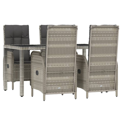 Set da Pranzo da Giardino 5 pz con Cuscini in Polyrattan Grigio | homemem39
