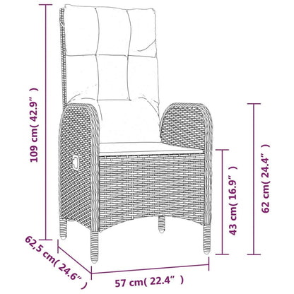 Set da Pranzo da Giardino 5 pz con Cuscini in Polyrattan Grigio | homemem39