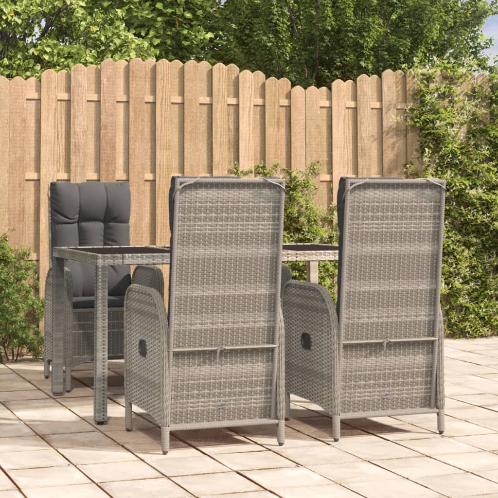 Set da Pranzo da Giardino 5 pz con Cuscini in Polyrattan Grigio | homemem39