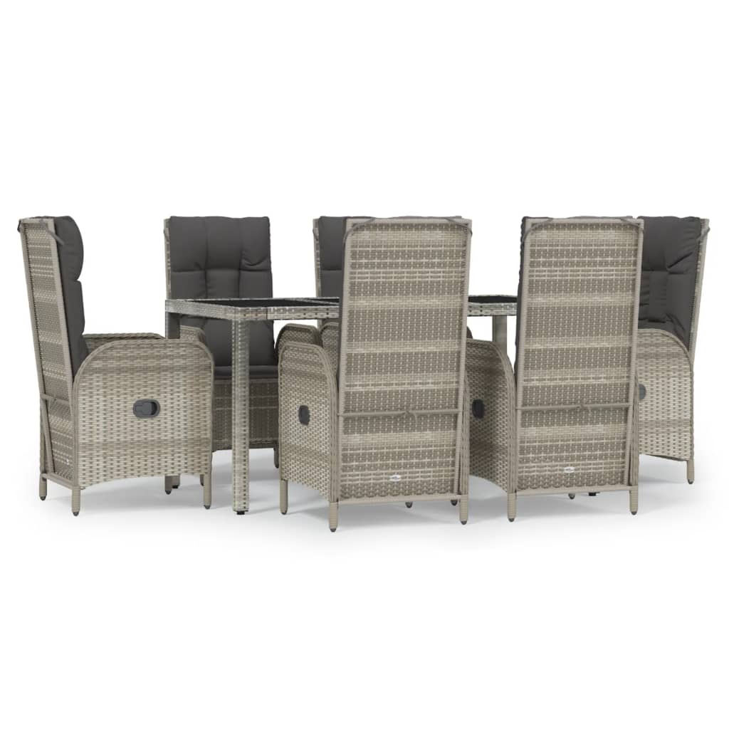 Set da Pranzo da Giardino 7 pz con Cuscini in Polyrattan Grigio | homemem39