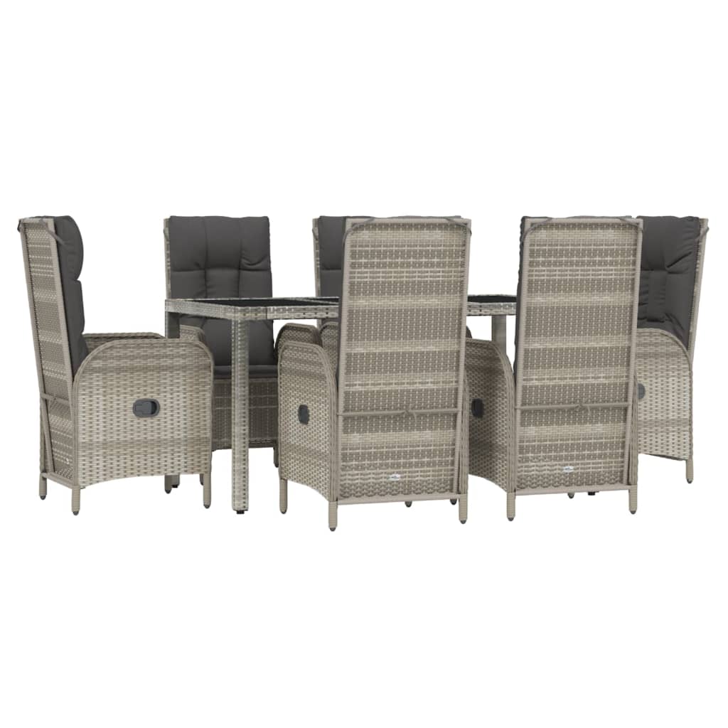 Set da Pranzo da Giardino 7 pz con Cuscini in Polyrattan Grigio - homemem39