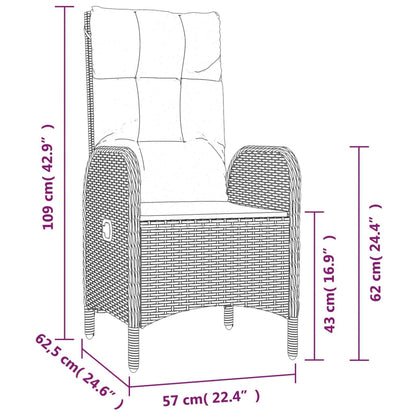 Set da Pranzo da Giardino 7 pz con Cuscini in Polyrattan Grigio | homemem39