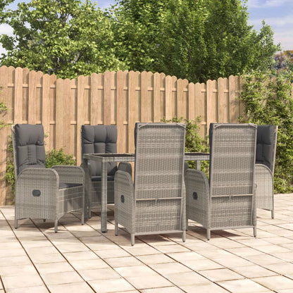 Set da Pranzo da Giardino 7 pz con Cuscini in Polyrattan Grigio | homemem39