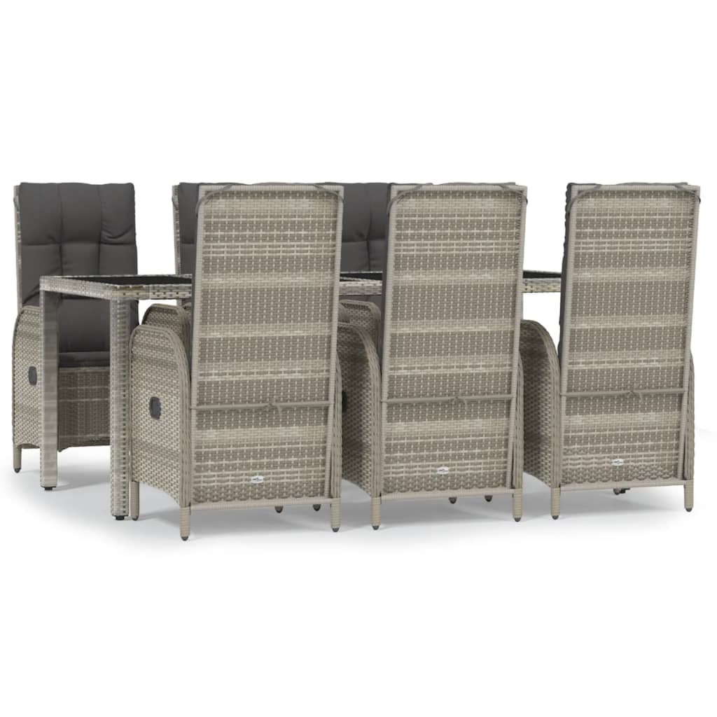 Set da Pranzo da Giardino 7 pz con Cuscini in Polyrattan Grigio | homemem39