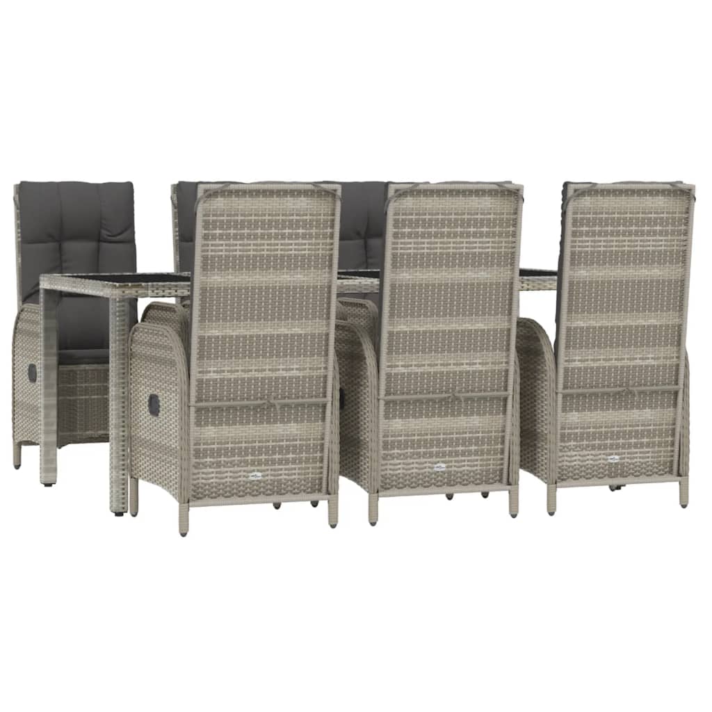 Set da Pranzo da Giardino 7 pz con Cuscini in Polyrattan Grigio - homemem39