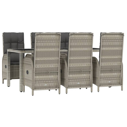 Set da Pranzo da Giardino 7 pz con Cuscini in Polyrattan Grigio - homemem39