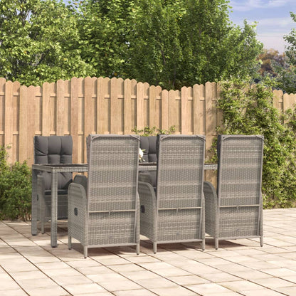Set da Pranzo da Giardino 7 pz con Cuscini in Polyrattan Grigio | homemem39