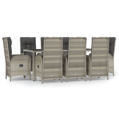 Set da Pranzo da Giardino 9 pz con Cuscini in Polyrattan Grigio | homemem39