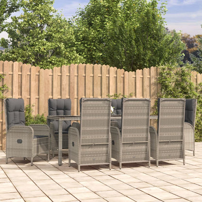 Set da Pranzo da Giardino 9 pz con Cuscini in Polyrattan Grigio | homemem39