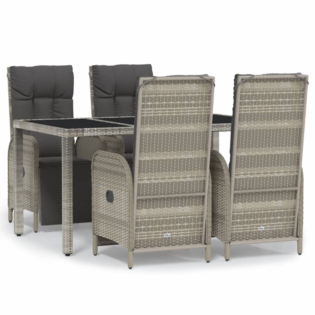 Set da Pranzo da Giardino 5 pz con Cuscini in Polyrattan Grigio | homemem39