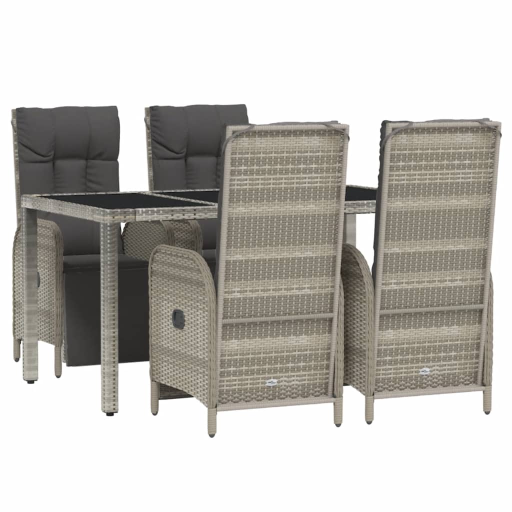 Set da Pranzo da Giardino 5 pz con Cuscini in Polyrattan Grigio | homemem39