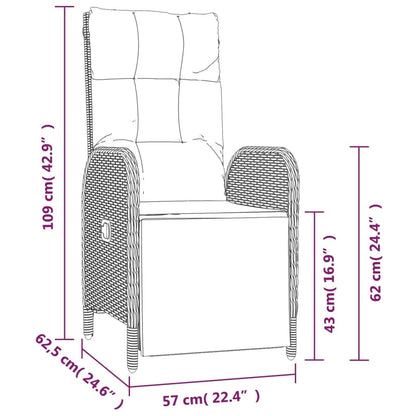 Set da Pranzo da Giardino 5 pz con Cuscini in Polyrattan Grigio | homemem39