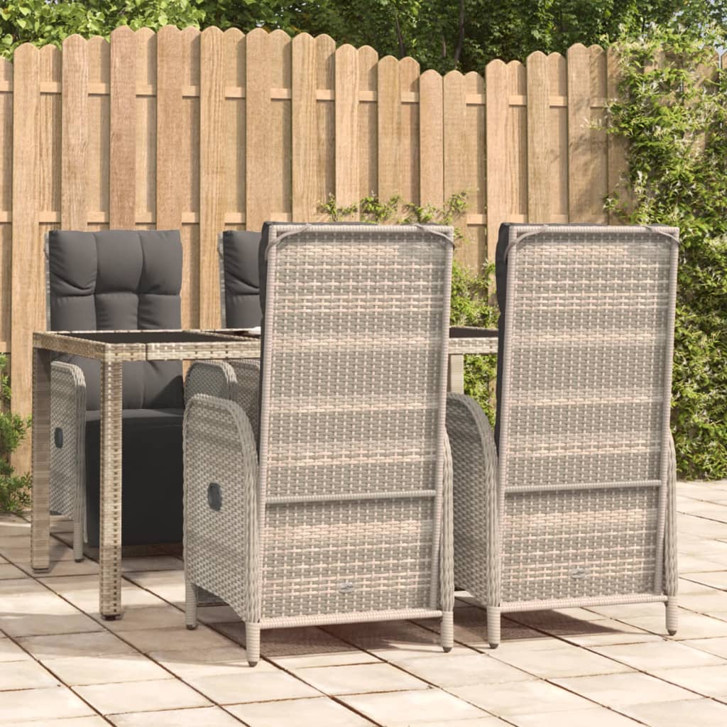 Set da Pranzo da Giardino 5 pz con Cuscini in Polyrattan Grigio - homemem39