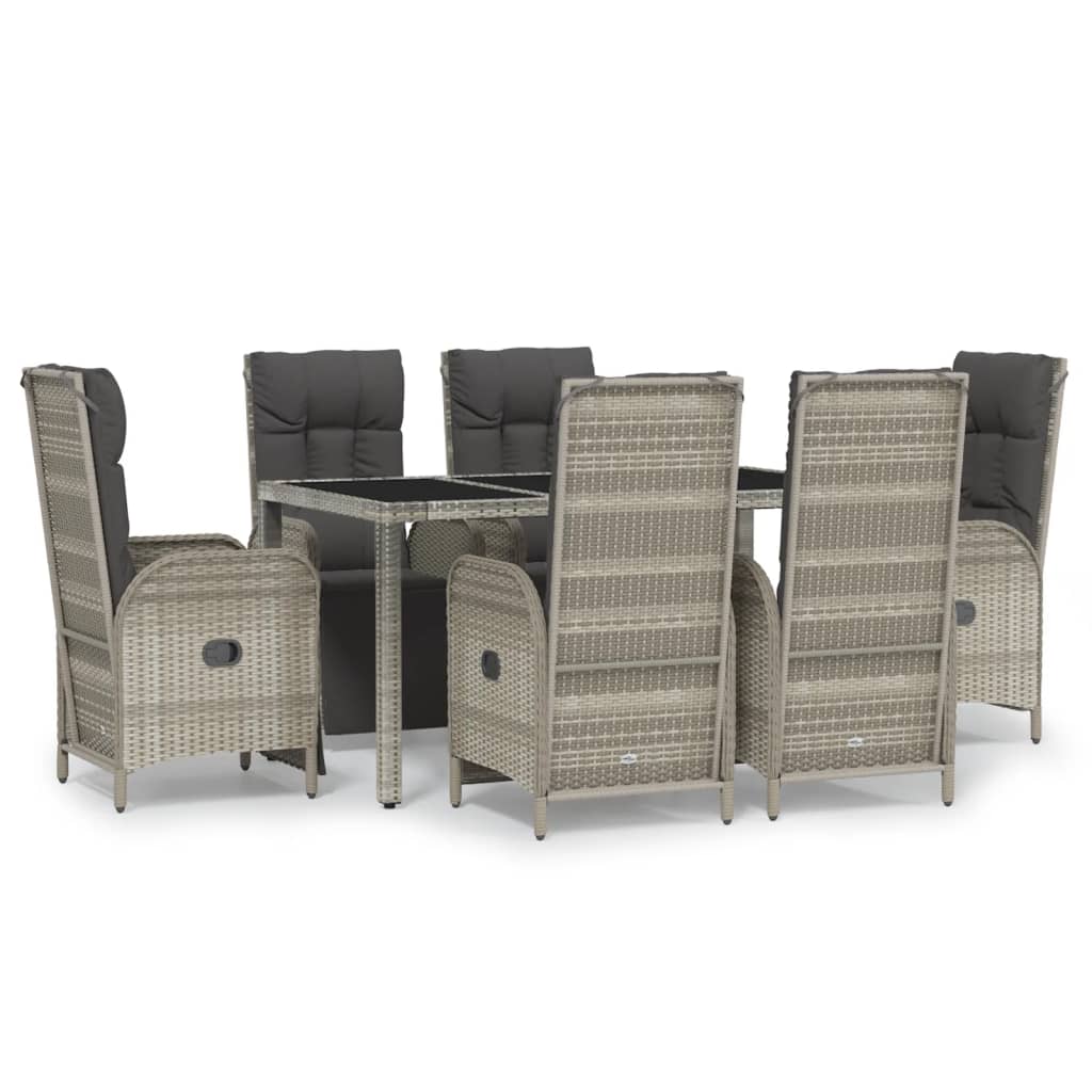 Set da Pranzo da Giardino 7 pz con Cuscini in Polyrattan Grigio - homemem39