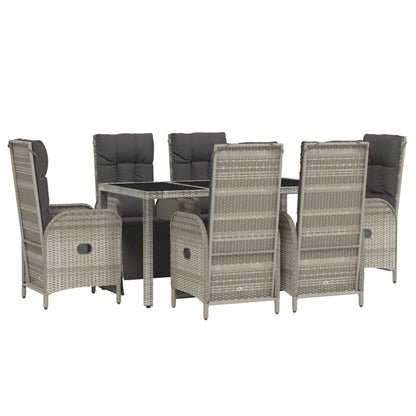 Set da Pranzo da Giardino 7 pz con Cuscini in Polyrattan Grigio - homemem39