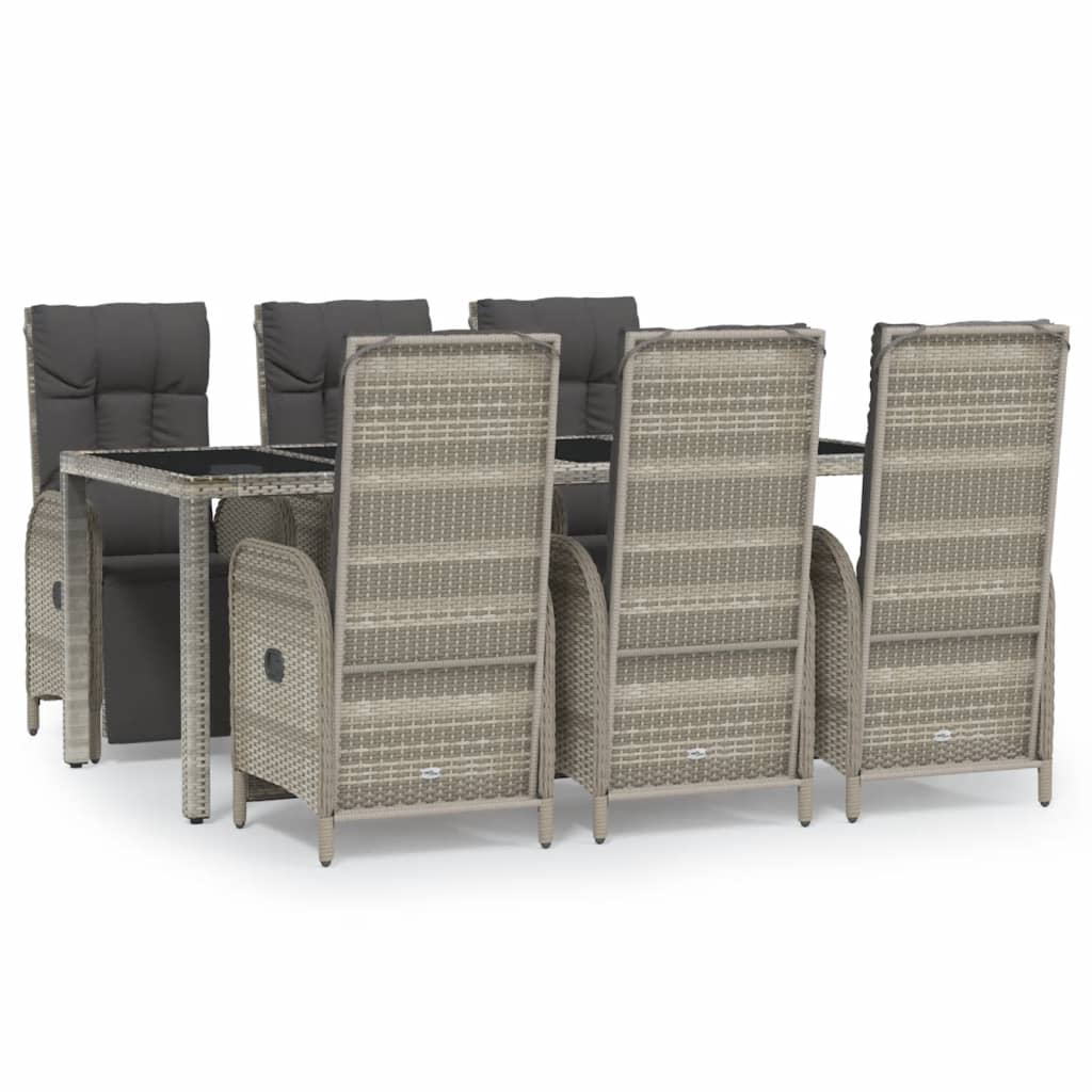 Set da Pranzo da Giardino 7 pz con Cuscini in Polyrattan Grigio - homemem39