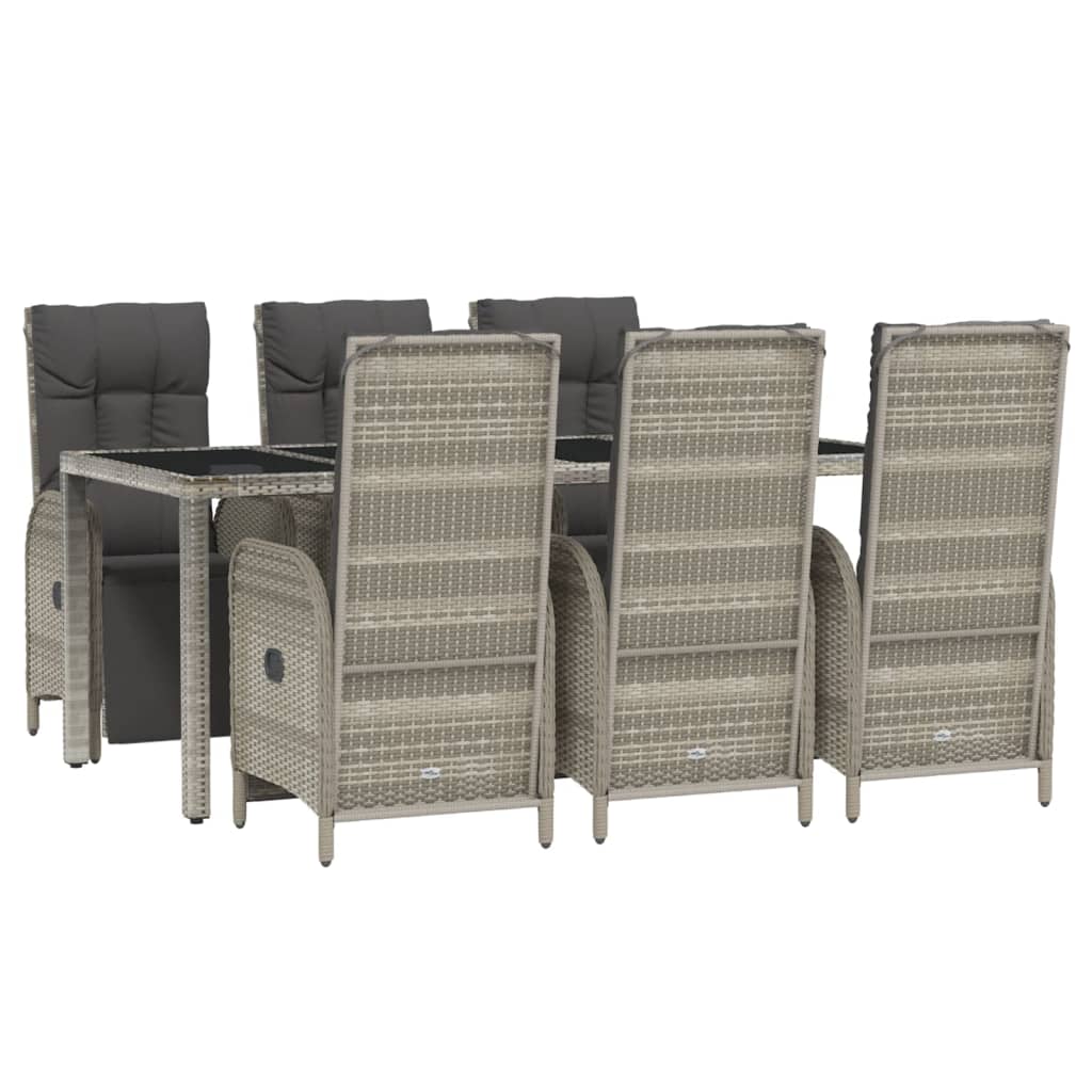 Set da Pranzo da Giardino 7 pz con Cuscini in Polyrattan Grigio - homemem39