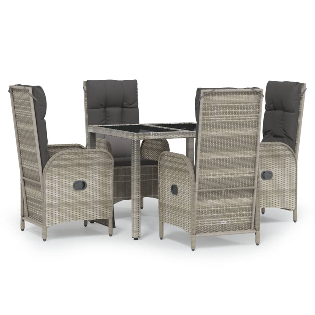 Set da Pranzo da Giardino 5 pz con Cuscini in Polyrattan Grigio - homemem39