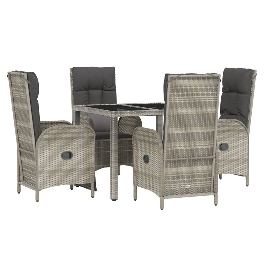 Set da Pranzo da Giardino 5 pz con Cuscini in Polyrattan Grigio - homemem39