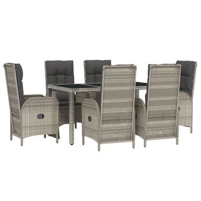 Set da Pranzo da Giardino 7 pz con Cuscini in Polyrattan Grigio - homemem39