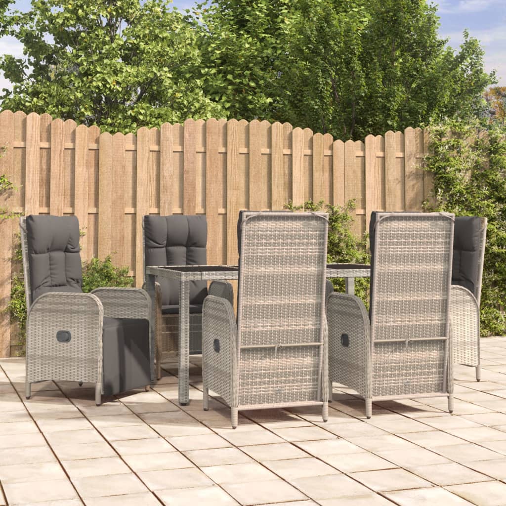 Set da Pranzo da Giardino 7 pz con Cuscini in Polyrattan Grigio | homemem39