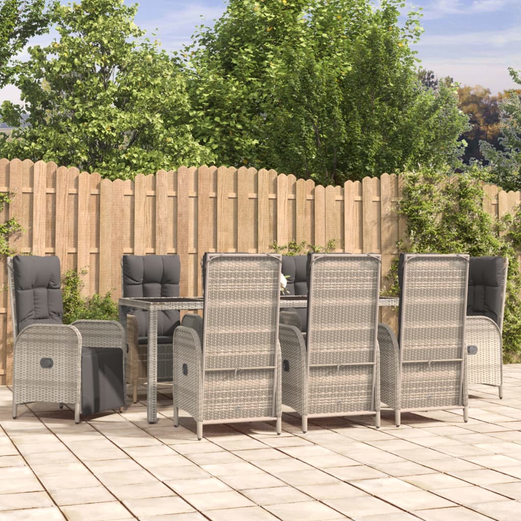 Set da Pranzo da Giardino 9 pz con Cuscini in Polyrattan Grigio | homemem39