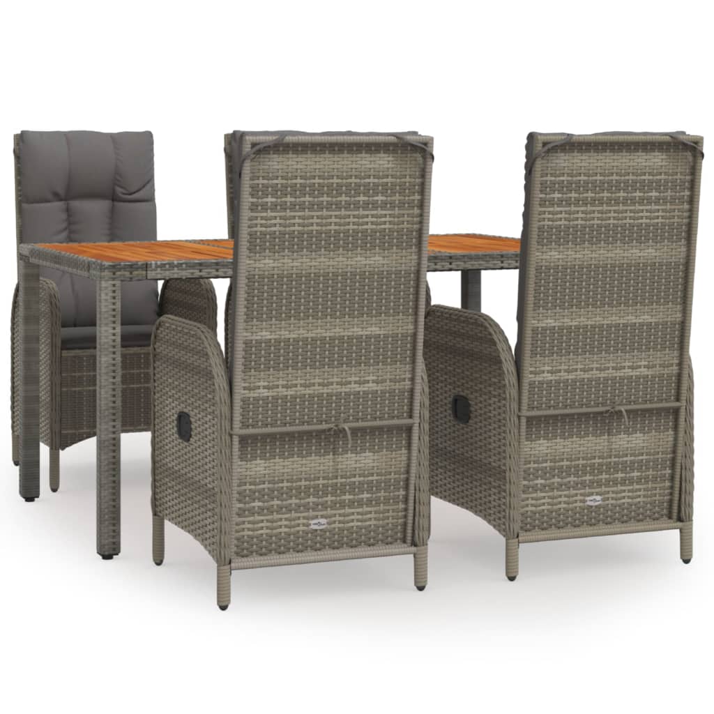 Set da Pranzo da Giardino 5 pz con Cuscini in Polyrattan Grigio | homemem39