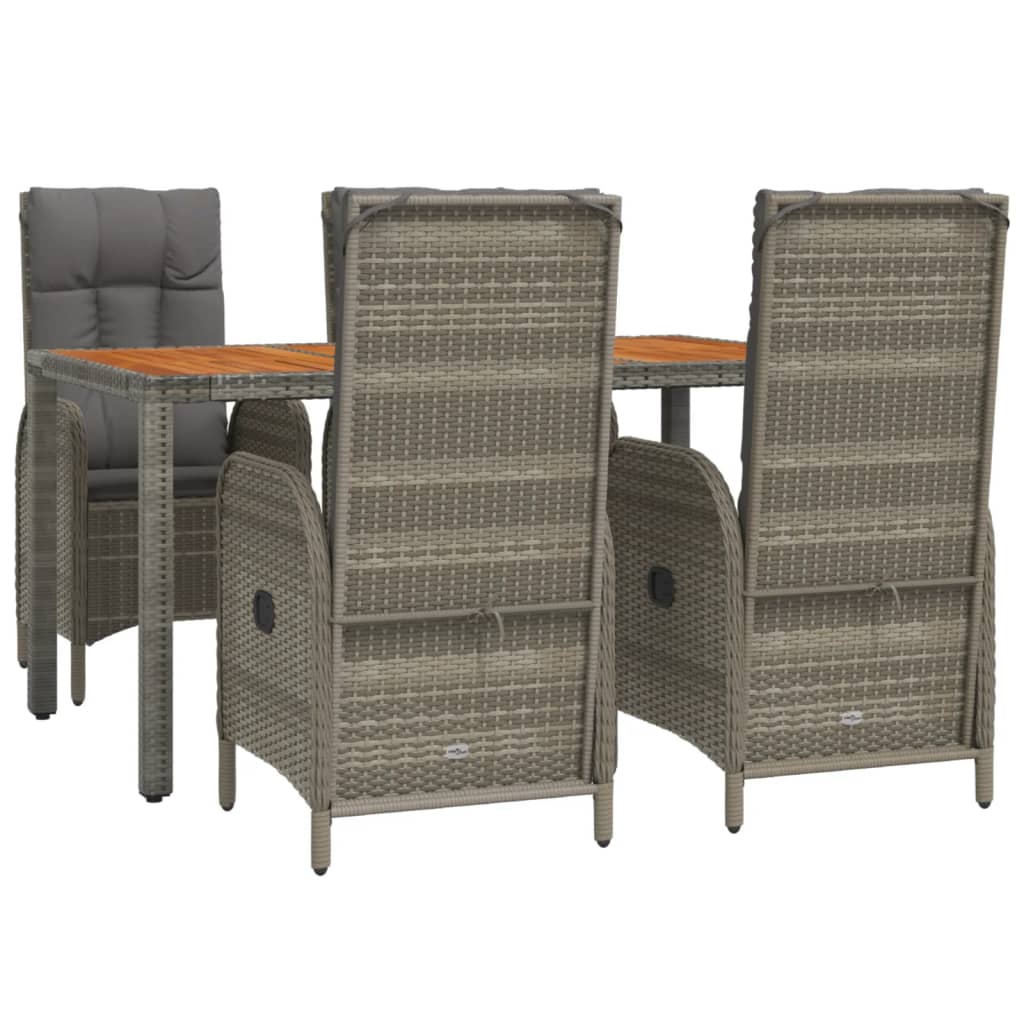 Set da Pranzo da Giardino 5 pz con Cuscini in Polyrattan Grigio | homemem39
