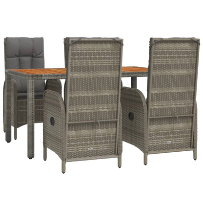 Set da Pranzo da Giardino 5 pz con Cuscini in Polyrattan Grigio | homemem39