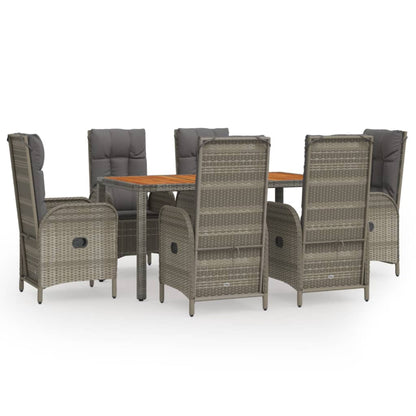 Set da Pranzo da Giardino 7 pz con Cuscini in Polyrattan Grigio | homemem39