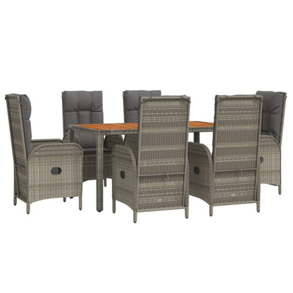 Set da Pranzo da Giardino 7 pz con Cuscini in Polyrattan Grigio - homemem39
