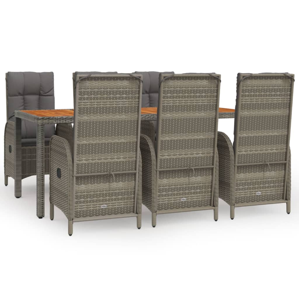Set da Pranzo da Giardino 7 pz con Cuscini in Polyrattan Grigio | homemem39