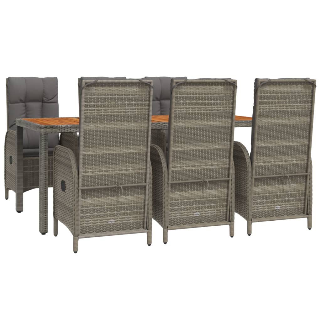 Set da Pranzo da Giardino 7 pz con Cuscini in Polyrattan Grigio | homemem39