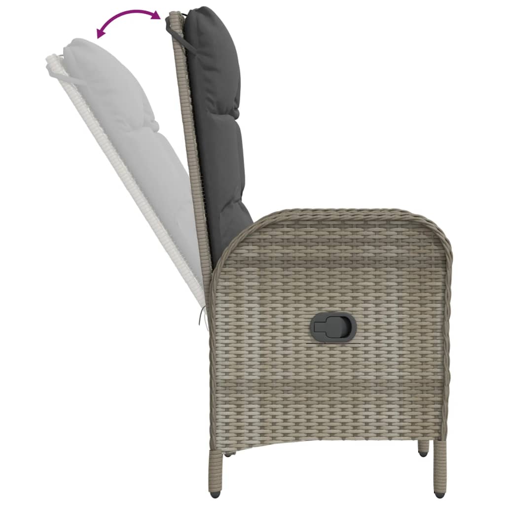 Set da Pranzo da Giardino 7 pz con Cuscini in Polyrattan Grigio | homemem39