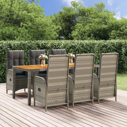 Set da Pranzo da Giardino 7 pz con Cuscini in Polyrattan Grigio | homemem39