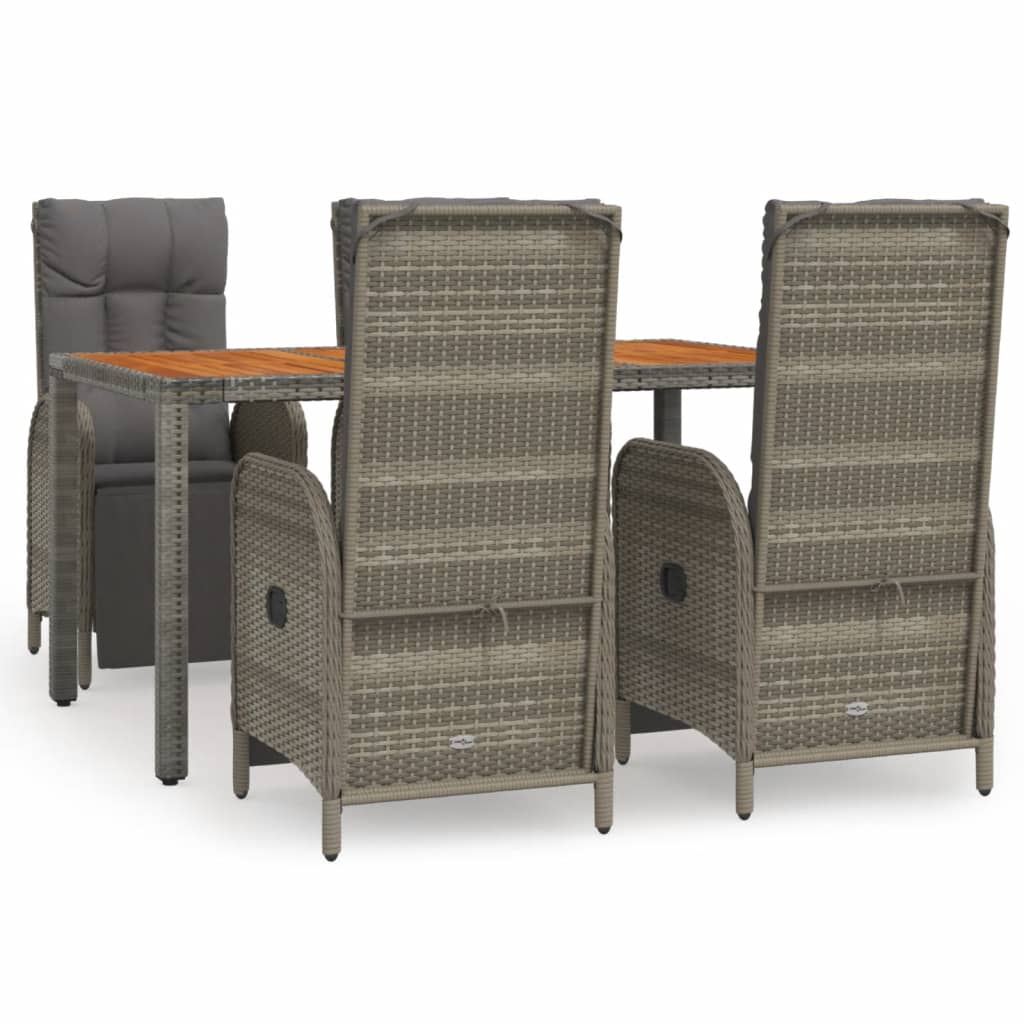 Set da Pranzo da Giardino 5 pz con Cuscini in Polyrattan Grigio | homemem39