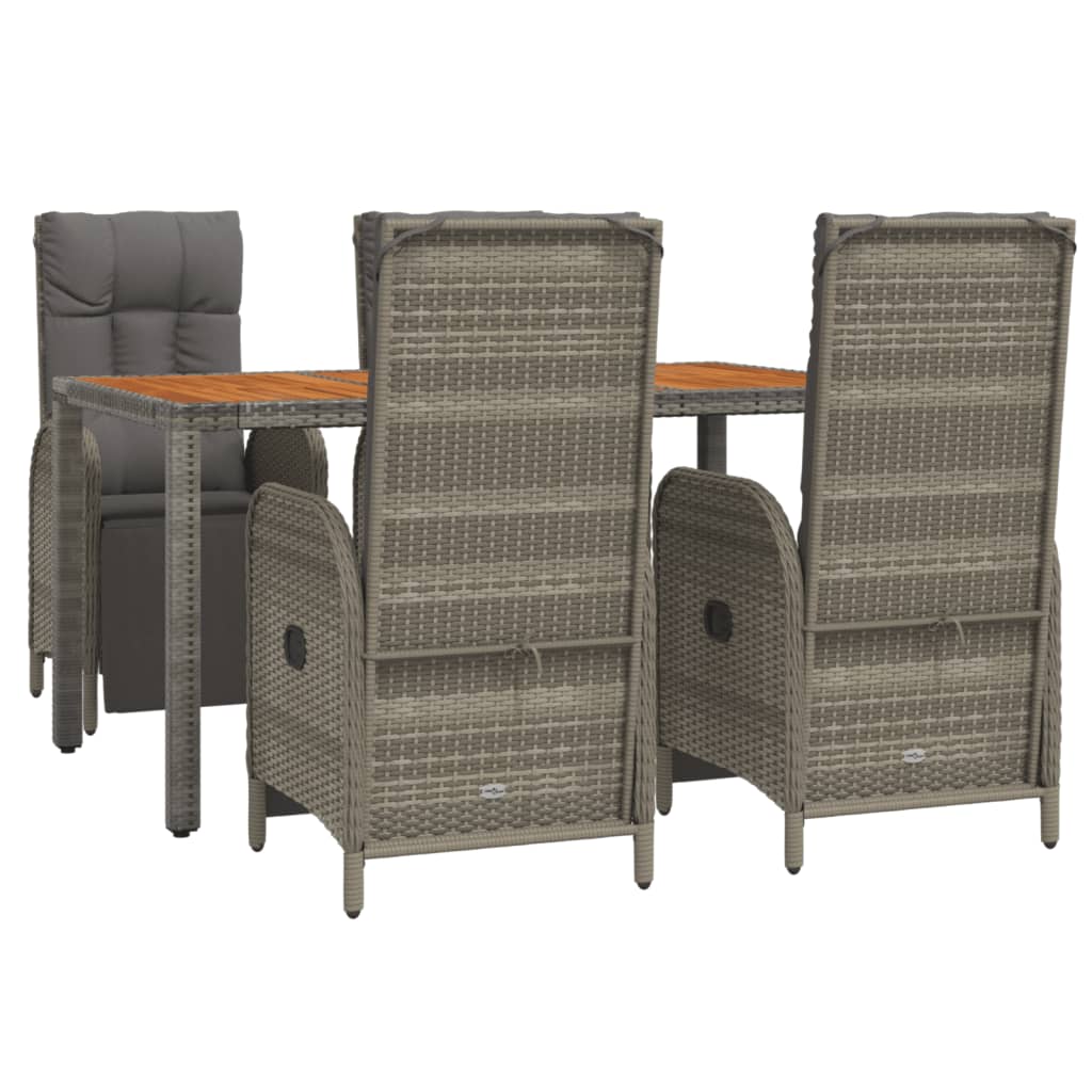 Set da Pranzo da Giardino 5 pz con Cuscini in Polyrattan Grigio | homemem39