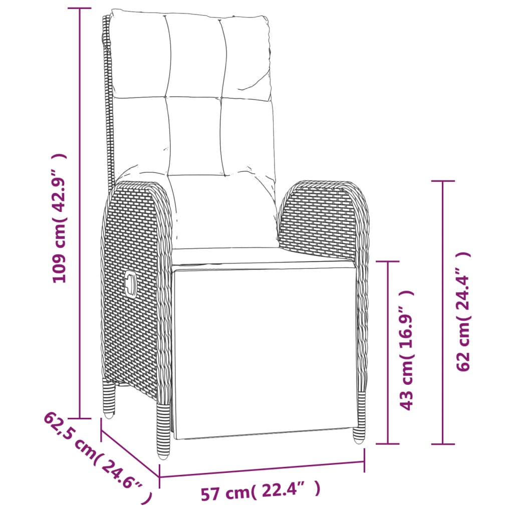 Set da Pranzo da Giardino 5 pz con Cuscini in Polyrattan Grigio | homemem39