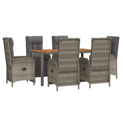 Set da Pranzo da Giardino 7 pz con Cuscini in Polyrattan Grigio - homemem39
