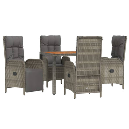 Set da Pranzo da Giardino 5 pz con Cuscini in Polyrattan Grigio - homemem39