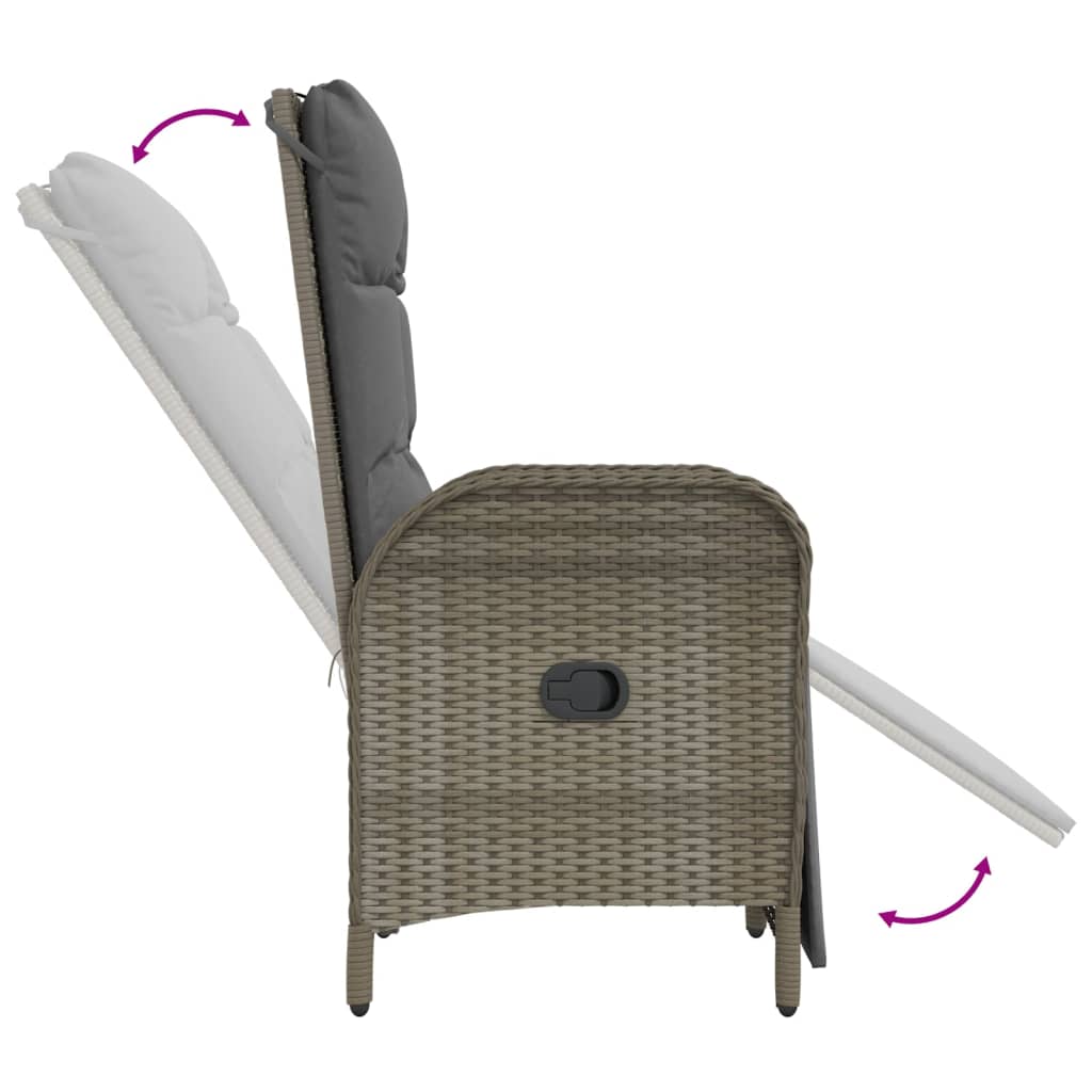 Set da Pranzo da Giardino 5 pz con Cuscini in Polyrattan Grigio - homemem39