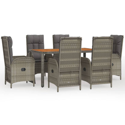 Set da Pranzo da Giardino 7 pz con Cuscini in Polyrattan Grigio | homemem39