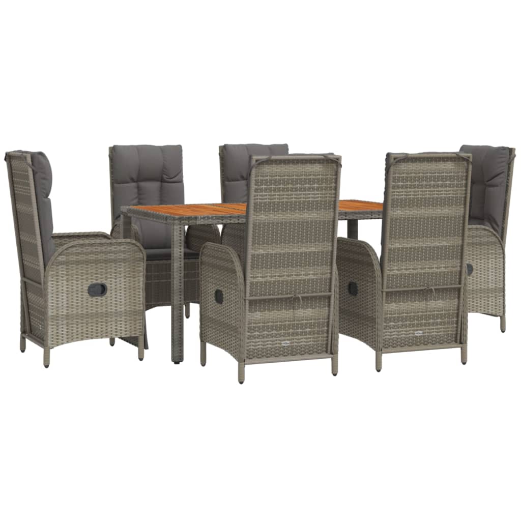 Set da Pranzo da Giardino 7 pz con Cuscini in Polyrattan Grigio | homemem39