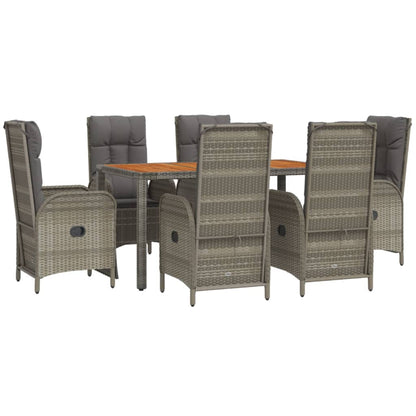 Set da Pranzo da Giardino 7 pz con Cuscini in Polyrattan Grigio - homemem39