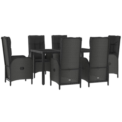 Set da Pranzo Giardino 7pz Nero e Grigio con Cuscini Polyrattan | homemem39