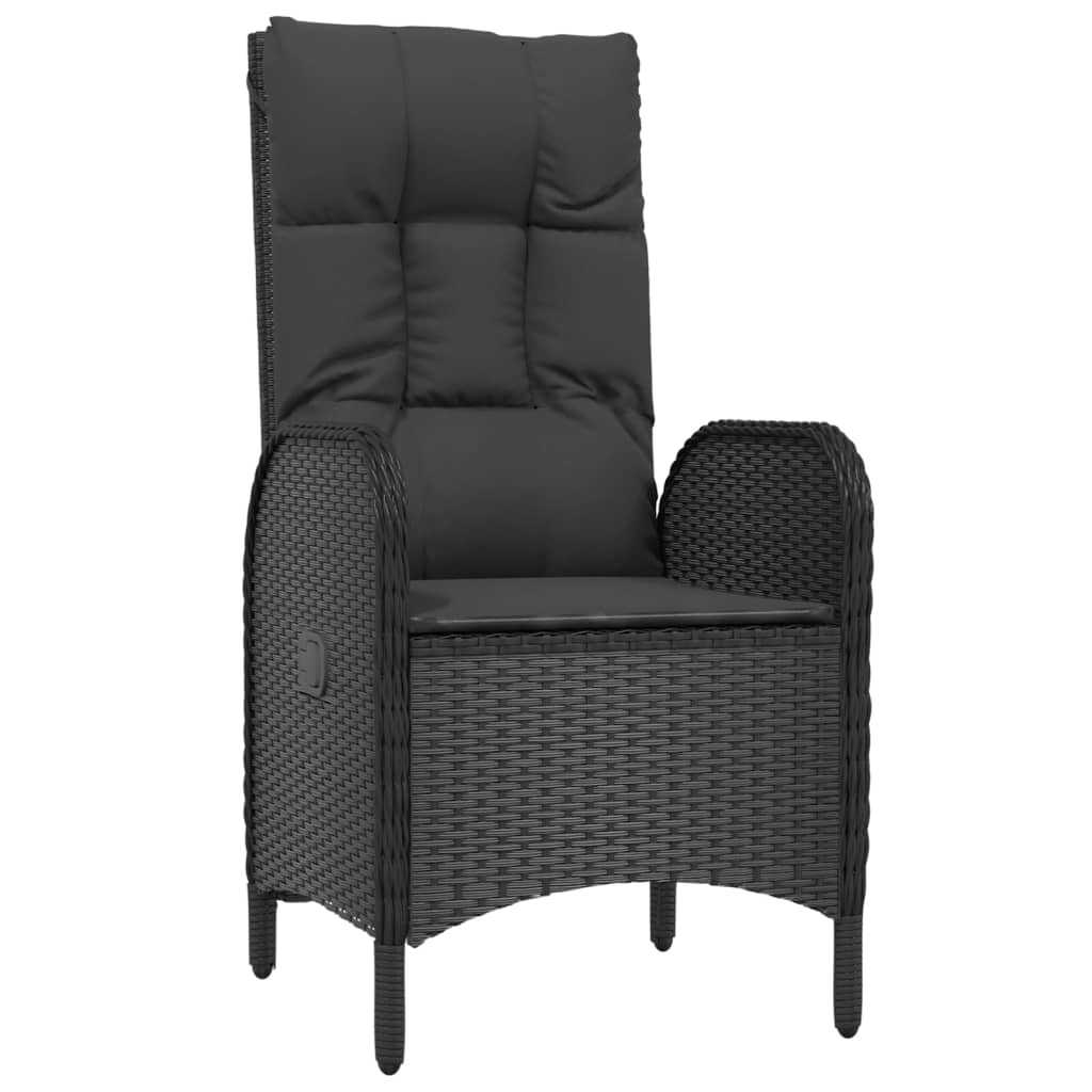 Set da Pranzo Giardino 7pz Nero e Grigio con Cuscini Polyrattan - homemem39