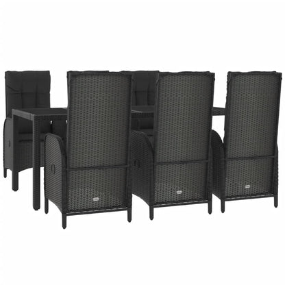 Set da Pranzo Giardino 7pz Nero e Grigio con Cuscini Polyrattan - homemem39