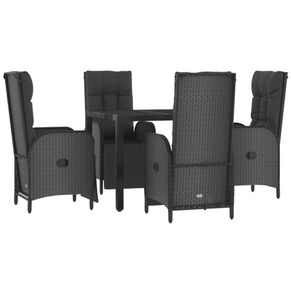 Set da Pranzo da Giardino 5 pz Nero con Cuscini in Polyrattan | homemem39
