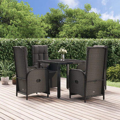 Set da Pranzo da Giardino 5 pz Nero con Cuscini in Polyrattan | homemem39